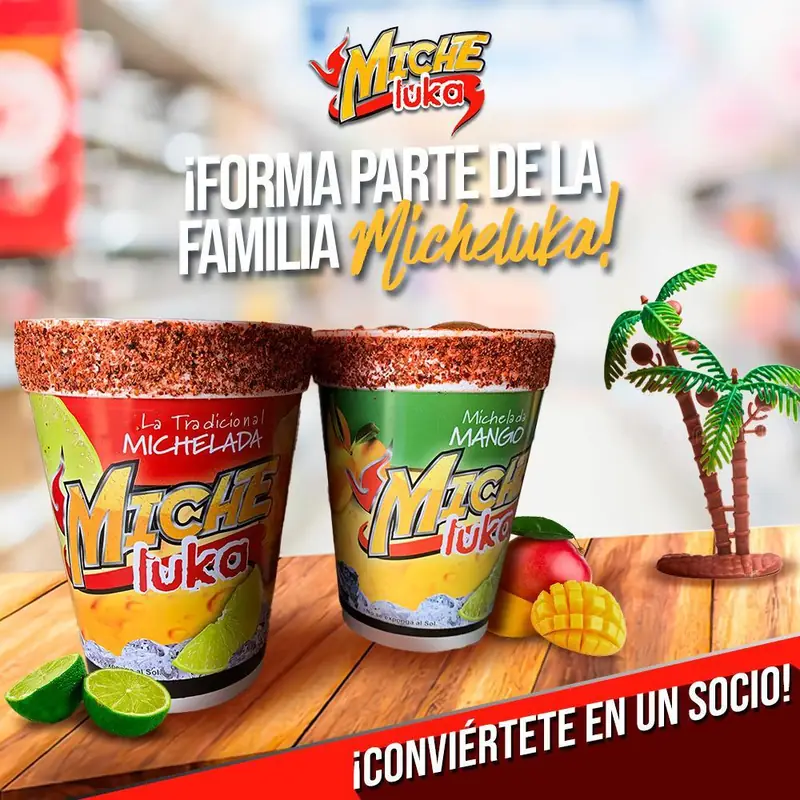 Vasos preparados Micheluka sabor michelada y mango